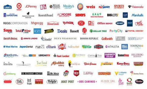 Logos of major U.S. retailers and brands